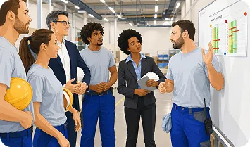 Illustrated workplace HSE training session