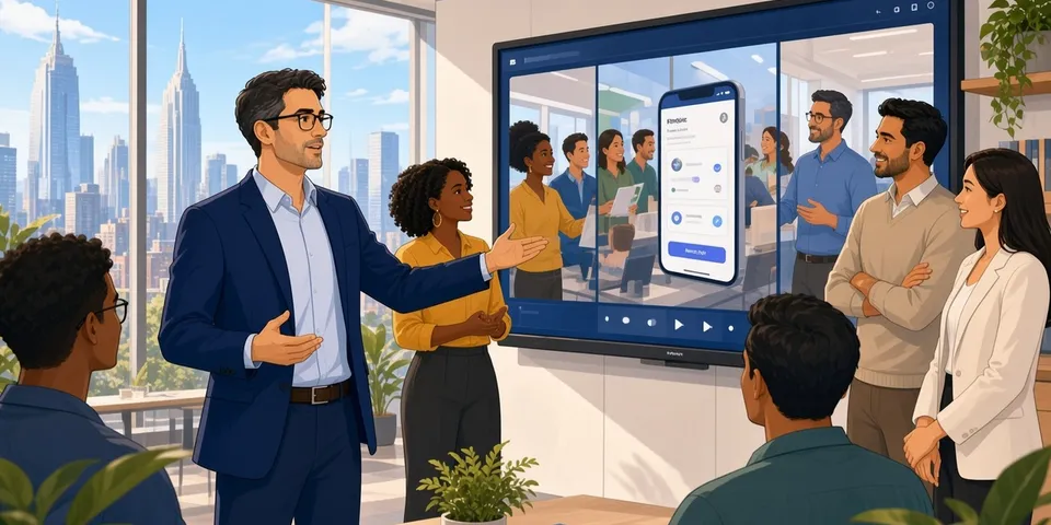 US creative team reviewing a 2D explainer animation