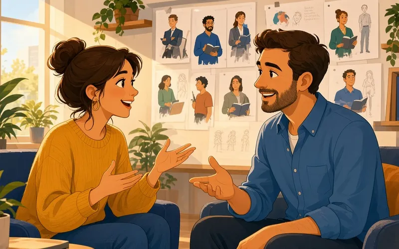 Expressive 2D characters in a visual storytelling scene