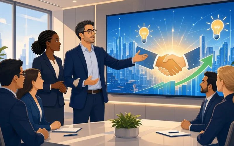 Corporate team watching a brand storytelling animation
